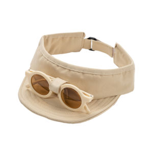 2Pcs/Lot Kids Caps Hats with Fashion Round Sunglasses Empty Top Adjustable Velcro Sun Glasses Sports Boys Girls Kids Headwear