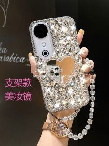 Luxury Rhinestone Creative Beauty Mirror Stand Anti-Fall Protection Case for VivoS20 S20Pro Mini Personalized Phone Cover