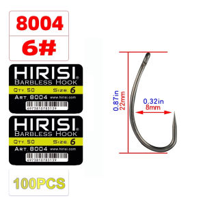 Hirisi 100pcs Barbless Fishing Hooks High Carbon Steel Non Barb Carp Fishing 8004 High Quality Fishing Accessories Novelties