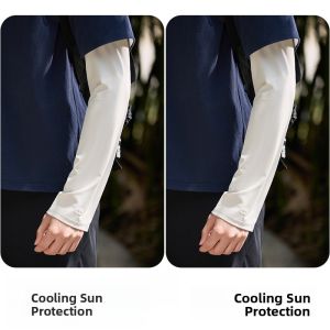 miiow | Mens Ice Silk Sun Protection Sleeve Covers Summer Outdoor Fishing Cool Feeling Nylon Mid Stretch Protective Arm Covers