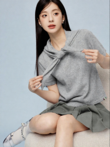 SEIFINI | Academic Style Round Neck Short Sleeve Wool Knit Sweater