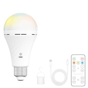 USB Rechargeable Light Bulb 3 Color Led Bulb Dimmable E27 Bulbs with Timing Cordless Battery Operated Light Bulb Emergency Light