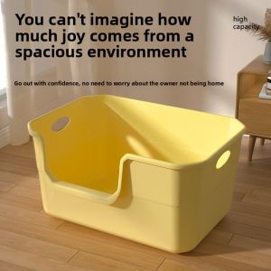 MONLEYTA | Extra Large Open Top Cat Litter Box Anti-Splash Odor Control Cat Toilet Giant Sand Tray For Cats Pet Supplies Cat Litter Partner