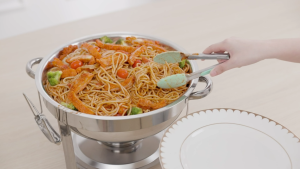 Chafing Dish Food Warmers Buffet Set with Glass Lid Stainless Steel Round Chafing Dishes for Buffet Server Set Heater for Catering Parties Events Wedding Camping Dinner