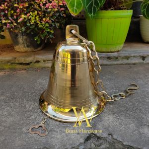 Bel Pintu Rumah Lonceng Kuningan Rantai Polished Brass 22 x 25 cm 1 Pcs