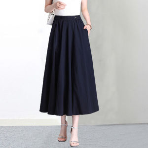 Casual Cotton Linen Skirt Maxi Dance Square Dancing Skirt Women Summer Leisure Dancing Skirt New Style High Waist A-Line Skirt