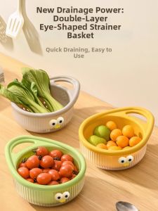 HALEXIONG | Double Handle Draining Basket for Kitchen