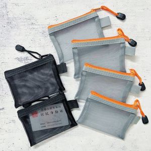 Mini Transparent Mesh ID Card Holder Bank Card Zipper Coin Pocket Travel Portable File Bag Storage Organizer Portable File Bag