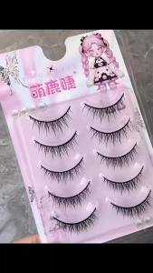 5 Pairs Korean Style Baby Straight Lashes Hard Band False Eyelashes Natural Fish Tail Design Fo Cosplay Daily Eye Lash Makeup