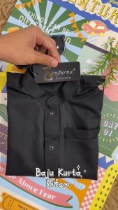 NEW Kurta Raya Brand Sempurna Warna Black Modern Slim Fit Cotton Sedondon Series Baju Raya - D011K