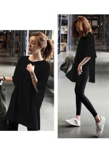 Womens Short-Sleeved T-shirt Long T-shirt Long Hip-Covering Tops Yoga Loose Workout Clothes Summer Running Sports Blouse