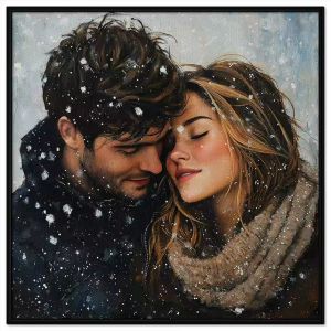 Tranh vẽ tình yêu cặp đôi dễ thương. Tranh treo tường dán tường sơn dầu canvas. CGI-1484