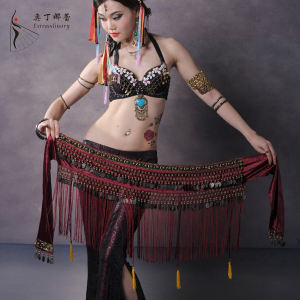 Odinalee Belly Dance Waist Chain Tribal Style Performance Hip Scarf New Tassel Performance Practice Beginner Waist Scarf