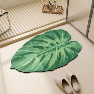 Green Irregular Bathroom Mat Toilet Door Silicone Clay Anti-Slip Water Absorbent Foot Pad Bathroom Carpet Home Decor Rug