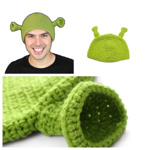 2025 New Balaclava Monster Wool Winter Knitted Devil Hats Halloween Christmas Gifts Winter Warm Green Party Funny Cap Shrek Hat