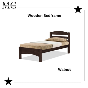 【LOCAL SELLER】ZEN WALNUT WOODEN SINGLE/SUPER SINGLE BEDFRAME (FREE INSTALLATION & FREE DELIVERY)