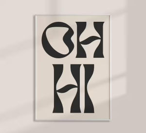 Frameless1pc OH Hi Modern Art Decor Poster Modern Minimalist Bold Font Quotes Wall Decor Home Office Living Room Decor Perfect