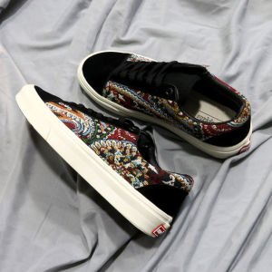 Supstorm American Style Canvas Shoes Mens Streetwear Summer Low Top Tie-Dye Denim Blue Plaid Fringe Camouflage Casual Board Shoes