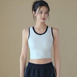 New Womens Sports Yoga Vest with Chest Pad Shockproof Pilates Training Top Fitness Underwear Outdoor Wear Long Nylon H-Shape