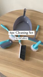 6-in-1 Cleaning Brush Set - Dust pan Hand broom Brushes Glass wiper (Squeegee)