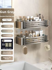 Aluminum bathroom storage shelf Bathroom toilet sink storage shelf Hand wash bathroom shower gel Wall storage shelf without perforation