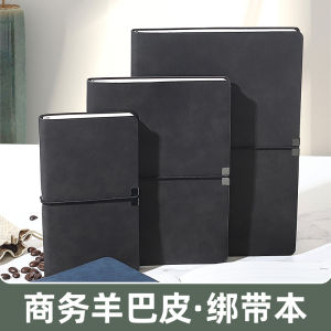 B5 Size Soft Leather Bound Notebook with Ribbon Office Business Meeting Thickened Journal Diary Record Book Cultural Supplies