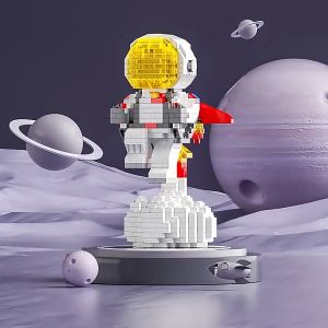 Mini Bricks Toys Cute Cartoon Spaceman with Glowing Lgiht Creative Building Blocks Toys for Kids Girls