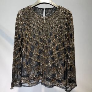 ลูกปัดเสื้อผู้หญิงหรูหรา Y แฟชั่นเลื่อมประดับด้วย O-คอ P Ullovers ชุดท็อปส์