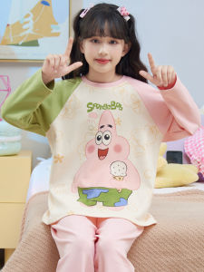 Girls Long Sleeve Cotton Pajamas Set Cartoon Dinosaur Home Clothes Set Autumn Season Pure Cotton Childrens Sleepwear