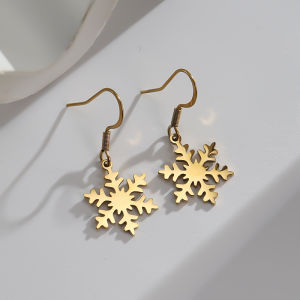 Vintage Mạ Vàng Bông Tuyết Giáng Sinh Thả Bông Tai Thép Không Gỉ Tòn Ten Thời Trang Món Quà Trang Sức Cho Nữ/Nam/Bé Gái