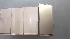 European wood kitchen cabinet wall mounted tempered glass door hanging cabinet wall for kitchen organizer