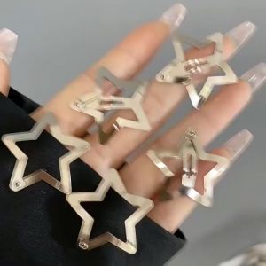10/20Pcs Star Y2K Hair Clip Cute Girl Metal Five Pointed Star Snap Hairpins Barrettes Sweet Cool Bangs Hair Pin Sliver Star Metal Hair Clip for Girls Korean INS BB Clip Hair Accessories