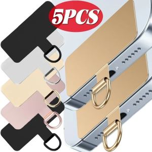 5pcs Metal Mobile Phone Lanyard Patch / Universal Stainless Steel Card Ultra Thin Anti Lost Smartphones Hanging Rope Tab Clips / Cellphone Tether Tab / Phone Anti-lost Hanging Cord Clip