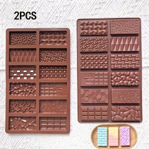 12-in-One Dubai Chocolate Mold Bars - Almond Chocolate Bars Silicone Mold for Baking Detachable Candy Mold for Cake Decoration