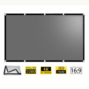 Home office business projector portable movie screen 60-133 inches metal anti light screen hook for daytime viewing