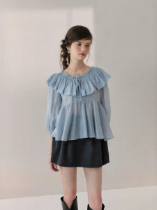 AIVEI | Spring Sweet and Innocent Lace Trim Chiffon Blouse