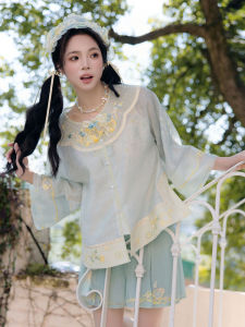 New Chinese Style Lemon Ice Shake Hanfu Set Womens Short Shirt Shorts Horse Face Skirt Short Version Spring 2025 Fashion