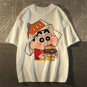 Bandai | Summer Fashion Crayon Shin Printed Casual Womens Kids T-Shirt Short Sleeve Street Y2k Harajuku Loose T-Shirt Ladies Kawaii Top