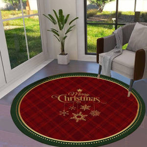 Christmas Round Carpet Living Room Bedroom Festive Red Festive Atmosphere Decorated Christmas Tree Decoration