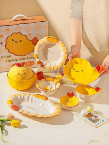 MODERN SWEETHOME | Bộ Dụng Cụ Ăn Sứ Cute Shrimp Dùng Một Lần