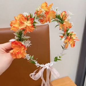 Spring Wreath Flower Headband Bracelet New style  Children Princess Tiara Girl Headdress