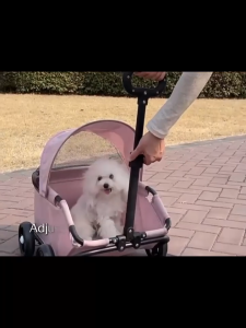 Lovinland Small Dog Stroller 4 Wheels Folding Dog Carrier Cart with Sunshine Cover Pet Cat Stroller for Travelling Shopping Walking Playing for Small Dogs Cats Teddy Shih Tzu