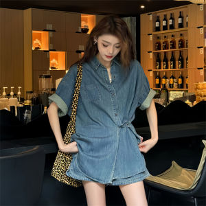 Another A and Denim Suit Pants Womens Summer Thin Chic Fancy Cool Lady Drag Sister Shorts Loose Two-Piece Suit