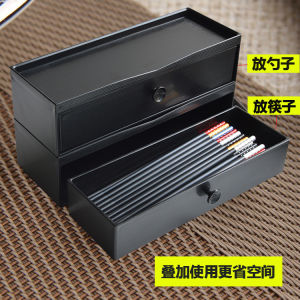 Japanese-Style Thickened Drawer Chopsticks Box Multi-Functional Wood-like Plastic Box Restaurant Buffet Restaurant Chopsticks Box Chopsticks Cage Commercial