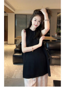 YUEZHONGWEI | Black Linen Vest Loose Long Sleeveless Top Women Summer Outerwear Comfortable Breathable Casual Fashion Mid-Length Vest