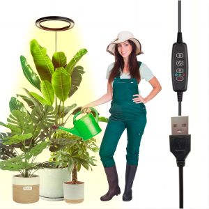 Adjustable Indoor Plant Led Grow Light 72 Full-Spectrum Beads with Automatic Timer Adjustable Brightness Retractable Stand Top-Coated Finish USB Powered Very Suitable for Large Plants