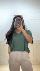 3636 Angel Vneck Crop Zeta Oversized Crop Top Kaos Big Size Kaos Polos