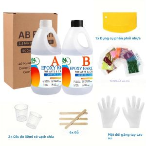 Bộ Dụng Cụ Nhựa Epoxy Tự Làm Trong Suốt Như Pha Lê Tự San Phẳng Dùng Cho Nghệ Thuật Đồ Gỗ Làm Đồ Trang Sức Khuôn Đúc Làm Đế Lót Ly - Dễ Sử Dụng Cho Người Mới Bắt Đầu