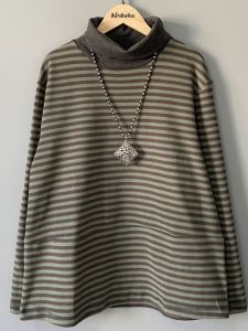 เสื้อเชิ้ตคอตั้งหนาสำหรับผู้หญิง สไตล์ลำลอง ทรงเข้ารูป แขนยาว ลายทาง เสื้อเชิ้ตผ้าฝ้ายผสมสำหรับฤดูใบไม้ผลิและฤดูใบไม้ร่วง