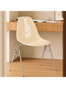 Stackable Metal Dining Chair with Backrest for Coffee Shop Tea Shop Restaurant Home Use Iron Art Imses Chair Cream Style